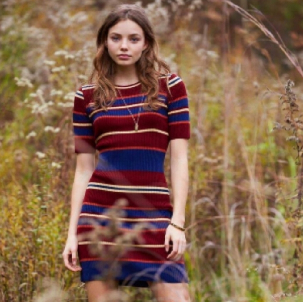 BDG Striped Mock Neck Sweater Bodycon Dress